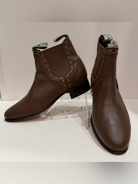 El Canelo Men's Brown Leather Ankle Boots Size 10 slip on Made In Mexico NEW!